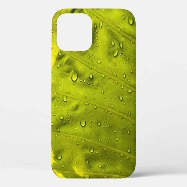 Funda De Case-Mate Para iPhone Water drops on green leaf (Reverso )