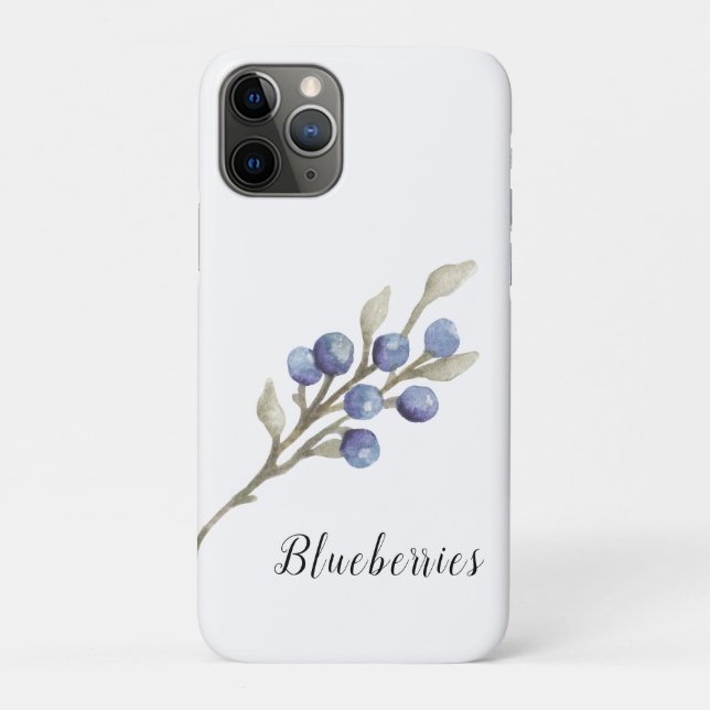 Funda De Case-Mate Para iPhone Watercolor Blueberries Botánico (Reverso)