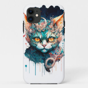 Funda Para iPhone 11 Watercolor cat en estilo steampunk