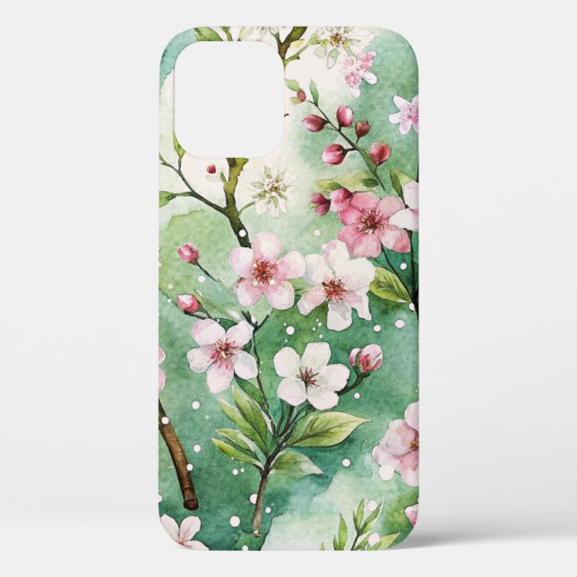 Funda De Case-Mate Para iPhone Watercolor Cherry Blossoms (Reverso )