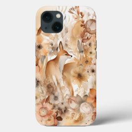 Funda Para iPhone 13 Watercolor de moda Boho Floral y Fox