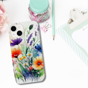 Funda Para iPhone 15 Watercolor Florals Flores silvestres moda femenina