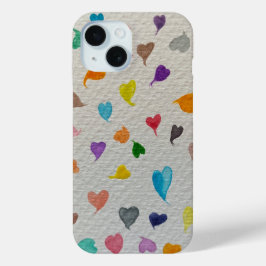 Funda Para iPhone 15 Watercolor Hearts iPhone Case