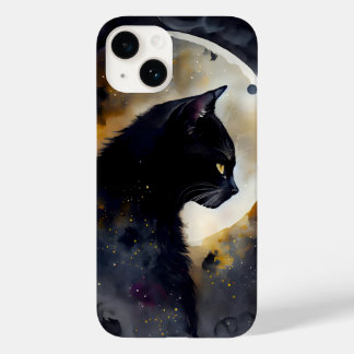 Funda Para iPhone 14 De Case-Mate Watercolor Negro Cat Eclipse Moon Artwork