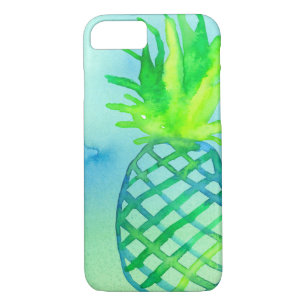 title_seo2 Watercolor Pineapple Chartreuse Blue
