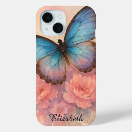 Funda Para iPhone 15 Watercolor Pintado A Mano Sueño Mariposa Floral
