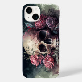 Funda Para iPhone 14 De Case-Mate Watercolor Skull Grunge Arte estético floral