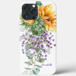 Funda Para iPhone 13 Pro Max Watercolor Sunflowers Eucalyptus Lavender Floral