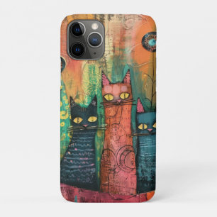 Funda Para iPhone 11 Pro Watercolor Vintage Resumen Cat