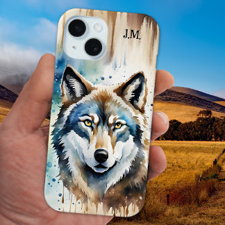 Funda Para iPhone 15 Watercolor Wolf Animal Lover