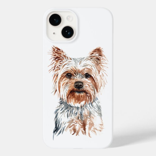Funda De Case-Mate Para iPhone Watercolor Yorkie (Reverso )