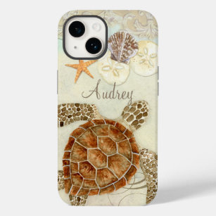 Funda Para iPhone 14 De Case-Mate WatercolorArt Sea Turtle Coastal Beach Shells