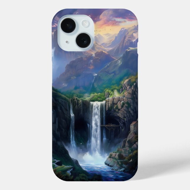Funda De Case-Mate Para iPhone Waterfall Fantasy World (Reverso )