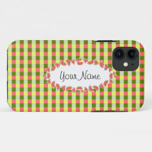 Funda Para iPhone 11 Watermelon Check Classic oval 'Name' horizontal