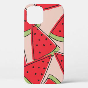 Funda Para iPhone 12 watermelon slices with pink background seamless pa