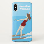 Funda Para iPhone X Waterski de estilo vintage<br><div class="desc">Diseño de esquí acuático de estilo vintage con texto personalizable.</div>