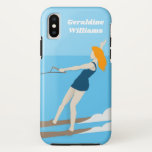 Funda Para iPhone X Waterski de estilo vintage<br><div class="desc">Diseño de esquí acuático de estilo vintage con texto personalizable.</div>