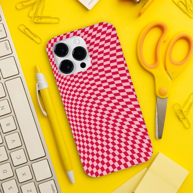 Funda De Case-Mate Para iPhone Wavy Checkered Crimson Cherry estético (Subido por el creador)