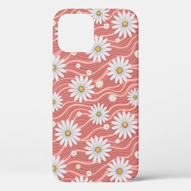 Funda De Case-Mate Para iPhone Wavy Pink Daisies (Reverso )