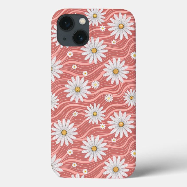 Funda De Case-Mate Para iPhone Wavy Pink Daisies (Reverso)