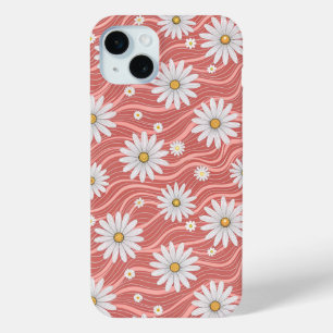Funda Para iPhone 15 Mini Wavy Pink Daisies