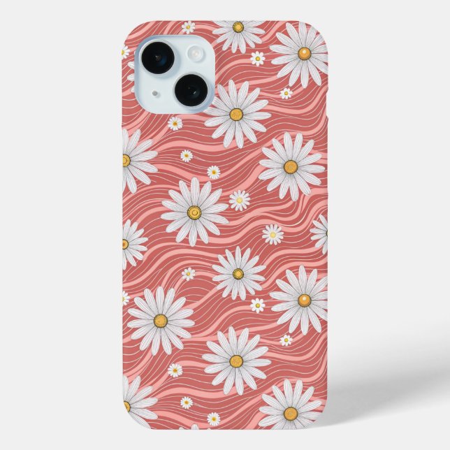 Funda De Case-Mate Para iPhone Wavy Pink Daisies (Reverso )