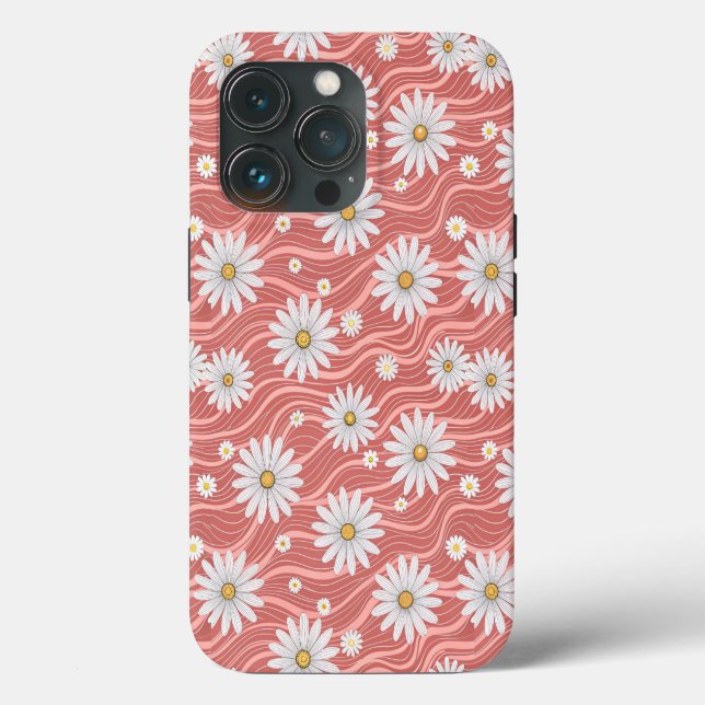 Funda De Case-Mate Para iPhone Wavy Pink Daisies (Reverso )