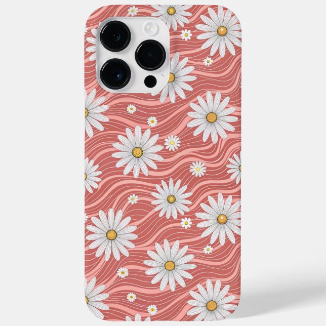 Funda De Case-Mate Para iPhone Wavy Pink Daisies (Reverso)
