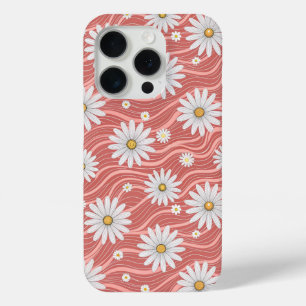 Funda Para iPhone 15 Pro Wavy Pink Daisies
