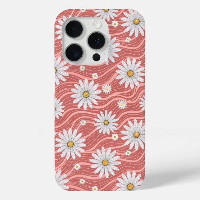 Funda De Case-Mate Para iPhone Wavy Pink Daisies (Reverso )