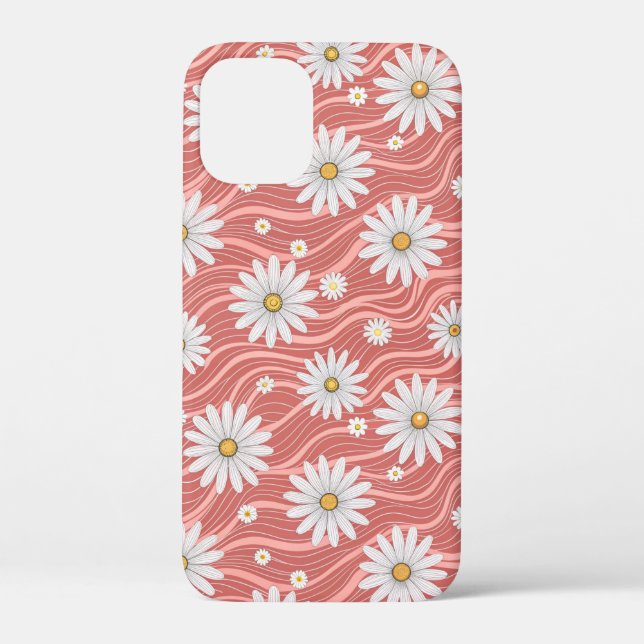 Funda De Case-Mate Para iPhone Wavy Pink Daisies (Reverso )