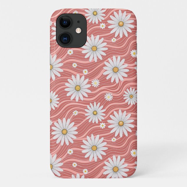 Funda De Case-Mate Para iPhone Wavy Pink Daisies (Reverso)