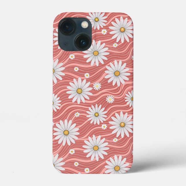 Funda De Case-Mate Para iPhone Wavy Pink Daisies (Reverso )