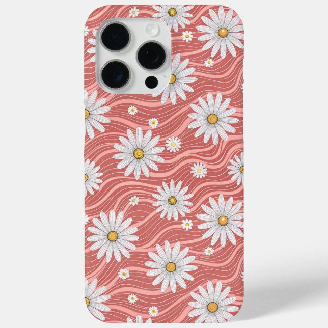 Funda De Case-Mate Para iPhone Wavy Pink Daisies (Reverso )
