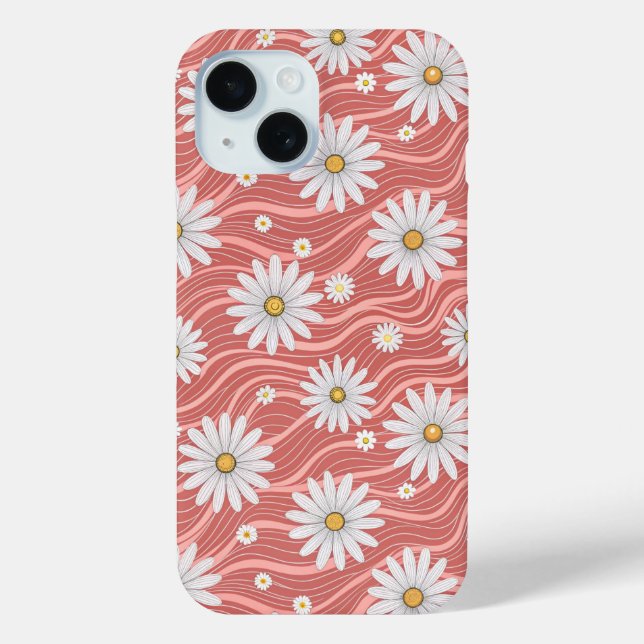 Funda De Case-Mate Para iPhone Wavy Pink Daisies (Reverso )