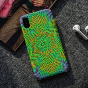 Funda Para iPhone 11 Weave Mandala Naranja Verde y Azul