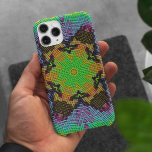 Funda Para iPhone 11 Weave Mandala Naranja Verde y púrpura