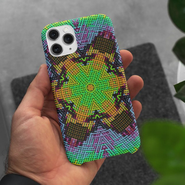 Funda De Case-Mate Para iPhone Weave Mandala Naranja Verde y púrpura (Subido por el creador)
