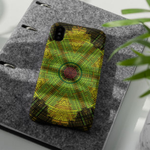 Funda Para iPhone 11 Weave Mandala Verde Amarillo y Rojo