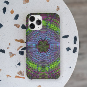 Funda Para iPhone 11 Weave Mandala Verde Púrpura y Azul