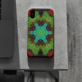 Funda Para iPhone 11 Weave Mandala Verde Rojo y Azul