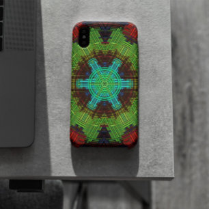 Funda Para iPhone 11 Weave Mandala Verde Rojo y Azul