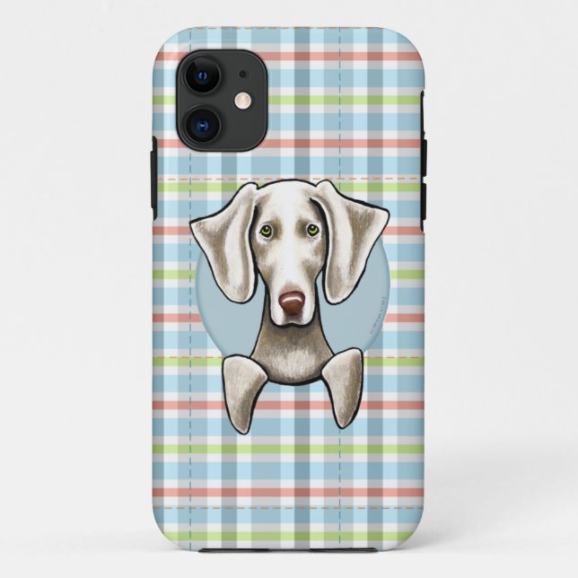 Funda De Case-Mate Para iPhone Weimaraner Pale Plaid (Reverso)