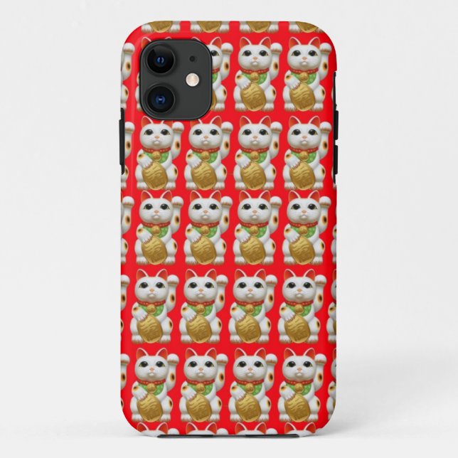 Funda De Case-Mate Para iPhone welc japonés del talismán del encanto del gato (Reverso)