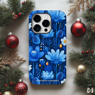 Funda Para iPhone 14 Pro De Case-Mate Wellness Dreamy Blue Floral con detalles vibrantes