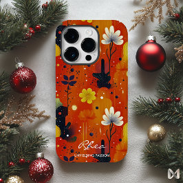 Funda Para iPhone 14 Pro De Case-Mate Wellness Fiery Floral Pasión con Naranja audaz