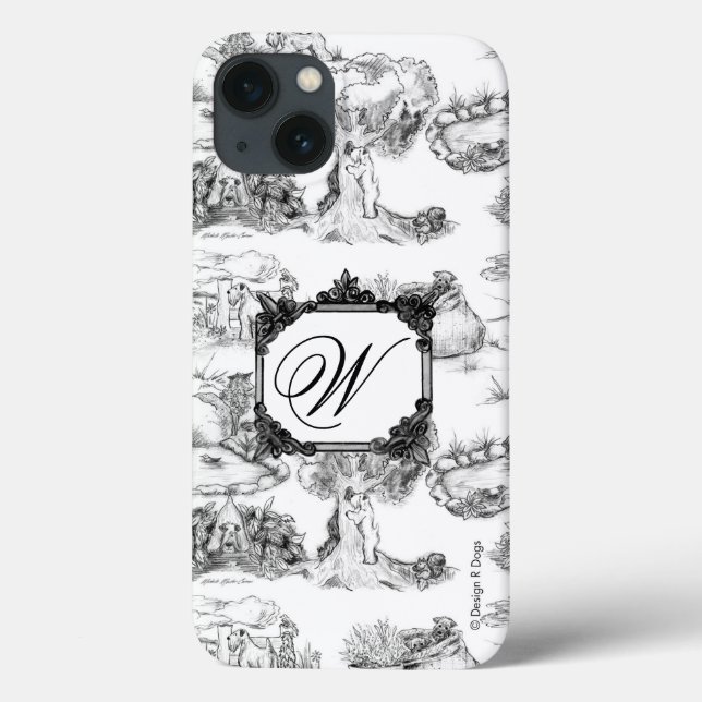 Funda De Case-Mate Para iPhone WHEATEN Terrier Black Toile con Monograma (Reverso)