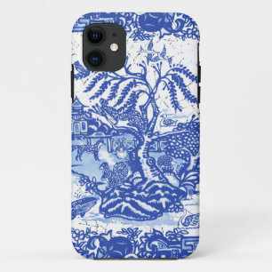 Funda Para iPhone 11 Whimsical Blue Willow Isle of Animals Fox Rabbit