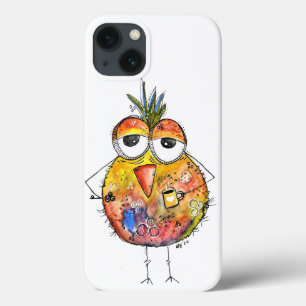 Funda Para iPhone 13 Whimsical Colorful Bird Bebe Café