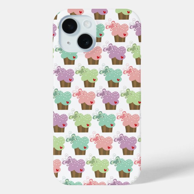 Funda De Case-Mate Para iPhone Whimsical Cupcakes Tree Butterflies Dulce Cumpleañ (Reverso )